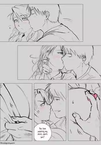 [stupidgummyworm] Kitchen (fullmetal alchemist: riza hawkeye + roy mustang)[english]