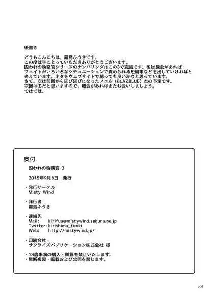 Toraware no Shitsumukan 3